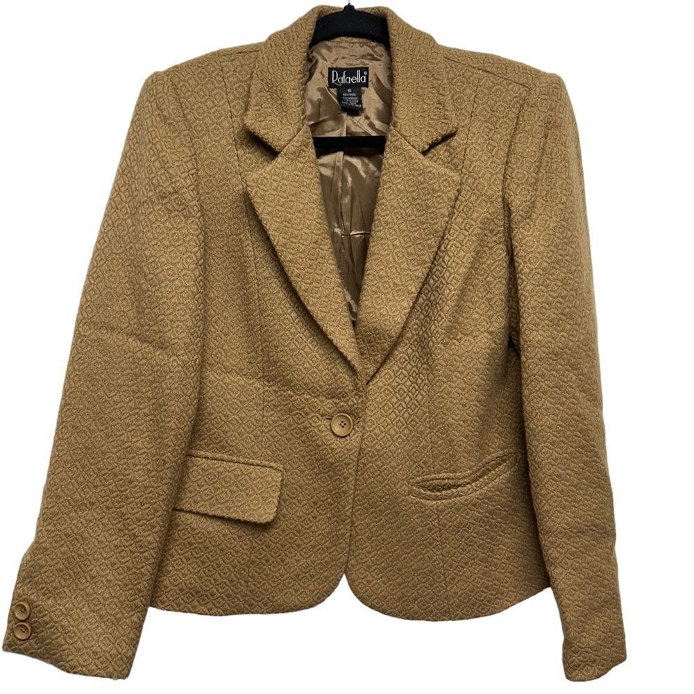 Rafaella Wool Blend Light Brown Tan Blazer One Button Academia Business Casual